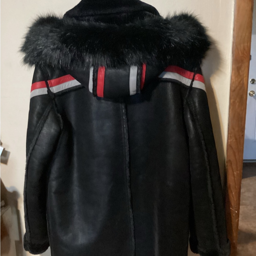 Jordan Craig Legacy Edition Faux Shearling Removable Hood Coat with stripes Sz L